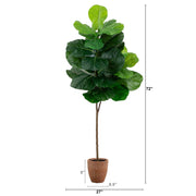 Nearly Natural 6' Artificial Giant Leaf Fiddle Leaf Fig Tree with Real Touch Leaves in Planter