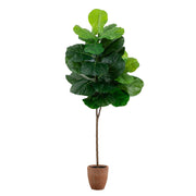 Nearly Natural 6' Artificial Giant Leaf Fiddle Leaf Fig Tree with Real Touch Leaves in Planter