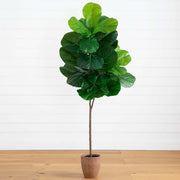 Nearly Natural 6' Artificial Giant Leaf Fiddle Leaf Fig Tree with Real Touch Leaves in Planter