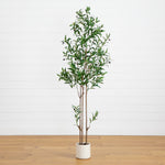 Nearly Natural 6 Ft Artificial Olive Tree with Decorative Planter