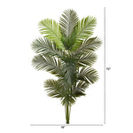 Artificial palm plant with dimensions on a white background
