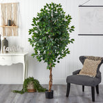 Nearly Natural artificial ficus plant with slender branches and green leaves