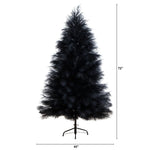 Black artificial Christmas tree on a black metal stand, shown with height and width dimension markers indicating 72 inches tall and 40 inches wide, on a white background.
