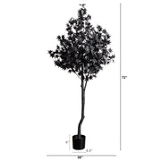 Nearly Natural Pre-Lit Artificial Halloween Black Maple Tree with 300 Orange & Purple LED Lights, 72″