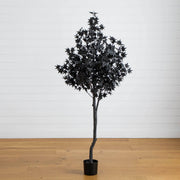 Nearly Natural Pre-Lit Artificial Halloween Black Maple Tree with 300 Orange & Purple LED Lights, 72″