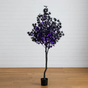 Nearly Natural Pre-Lit Artificial Halloween Black Maple Tree with 300 Orange & Purple LED Lights, 72″