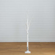 Nearly Natural Pre-Lit Artificial White Birch Tree with 400 Color-Changing LED Lights, White, 6′