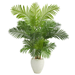 Nearly Natural 62-inch Hawaii palm artificial tree in a white planter