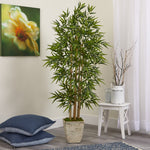 Nearly Natural 65-inch artificial bamboo tree in country white planter