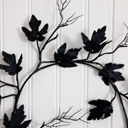 Nearly Natural Pre-Lit Artificial Halloween Black Maple Garland with 48 Orange & Purple LED Lights, 78″