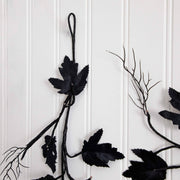 Nearly Natural Pre-Lit Artificial Halloween Black Maple Garland with 48 Orange & Purple LED Lights, 78″