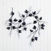 Nearly Natural Pre-Lit Artificial Halloween Black Maple Garland with 48 Orange & Purple LED Lights, 78″