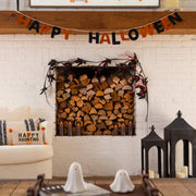 Nearly Natural Pre-Lit Artificial Halloween Black Maple Garland with 48 Orange & Purple LED Lights, 78″