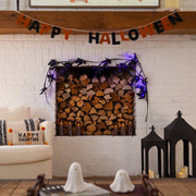 Nearly Natural Pre-Lit Artificial Halloween Black Maple Garland with 48 Orange & Purple LED Lights, 78″