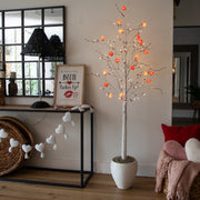 Nearly Natural 6-foot pre-lit artificial white twig tree with heart-shaped LED lights.