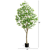 Nearly Natural 7' Artificial Greco Citrus Tree with Real Touch Leaves, Green Faux Indoor Tree