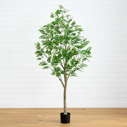 Nearly Natural 7' Artificial Citrus Tree with Real Touch Green Leaves for Indoor Decor