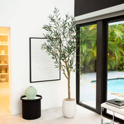 Nearly Natural 7' Artificial Greco Olive Tree, Green Mediterranean Faux Tree with Realistic Olives and Textured Bark