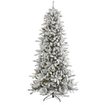 Flocked artificial Christmas tree on a white background