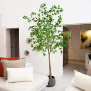 Nearly Natural 8' Artificial Maple Tree, Green Faux Maple Leaf Tree with Natural Brown Branches