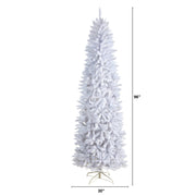 White artificial Christmas tree with measurements on a white background