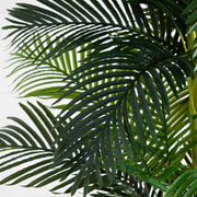 Nearly Natural 9' Artificial Double Golden Cane Palm Tree, Green Tropical Décor