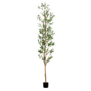 Nearly Natural 9' Artificial Olive Tree with Natural Trunk, Green Mediterranean Faux Tree
