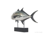 Silver Tuna Fish Wall-Free Sculpture – Handmade Anne Home Fish Statue – 25 Inch