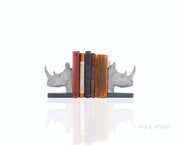 Rhino Head Bookend Set of 2 – 8 Inch Height – Rustic Resin Decorative Book Holders