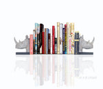 Rustic Rhino Bookends – 8 Inch Height – Set of 2 Resin Animal Head Holders