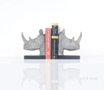 Resin Rhino Head Bookend – 8 Inch Height – Set of 2 for Home Library