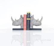 Resin Rhino Head Bookend – 8 Inch Height – Set of 2 for Home Library