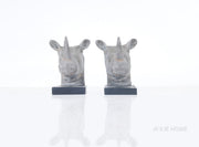 Decorative Rhino Bookends – 8 Inch Height – Set of 2 Resin Animal Head Holders