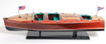 Wooden  Chris Craft Boat Model 32" L - Triple Cockpit Mahogany Replica - Painted Finish -  Display Speedboat By Old Modern Handicrafts
