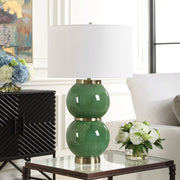 28 Inch Moss Green Accent Lamp for Living Room