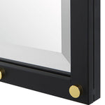 Uttermost Benedo Bathroom Vanity Mirror – Matte Black Frame with Brass Caps