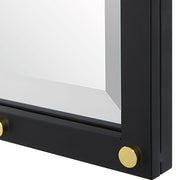 Uttermost Benedo Bathroom Vanity Mirror – Matte Black Frame with Brass Caps