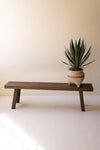 Dark Brown Wood Bench 16 Height Compact Seating Accent for Home by Kalalou