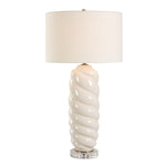 Uttermost Anneli White Swirl Table Lamp – Sculpted Ceramic Base with Crystal Accent and Linen Shade, 31” High