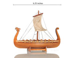 Drakkar Viking Model – Handcrafted Wood – Decorative 6 Inch Display By Old Modern Handicrafts