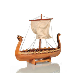 Drakkar Viking Model – Handcrafted Wood – Decorative 12.5 Inch Display