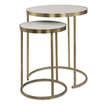 Uttermost 50007 Aragon White Nesting Tables Set of 2 with Faux Shagreen Tops
