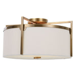 Uttermost Colfax 3-Light Semi Flush Mount – 11"H x 21"Dia Antique Brass with Linen Shade