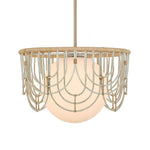 Uttermost 21605 Arches 1 Light Rattan Pendant with Opal Glass Globe and Antique Brass Accents