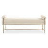 Modern Pearl White Bench – Upholstered Seat with Bolster Accent Pillows