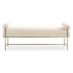 Uttermost Bolster Pearl White Bench – 61-Inch Long Upholstered Seat with Cylindrical Pillows, Sleek Modern Accent