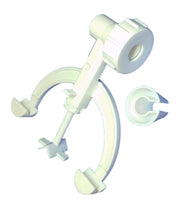 White plastic clamp on a white background