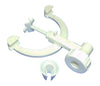 White plastic clamp on a white background
