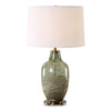 Uttermost 30418-1 Chianti Olive Glass Table Lamp with Antique Brass Accents – 28" Tall