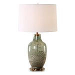 Uttermost 30418-1 Chianti Olive Glass Table Lamp with Antique Brass Accents – 28" Tall